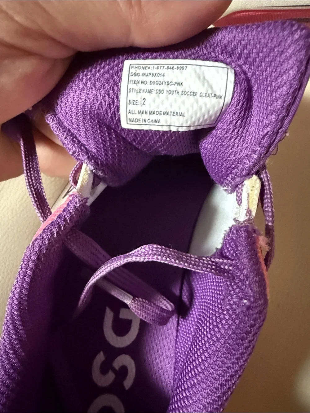DSG White Pink Purple Kids Soccer Cleats